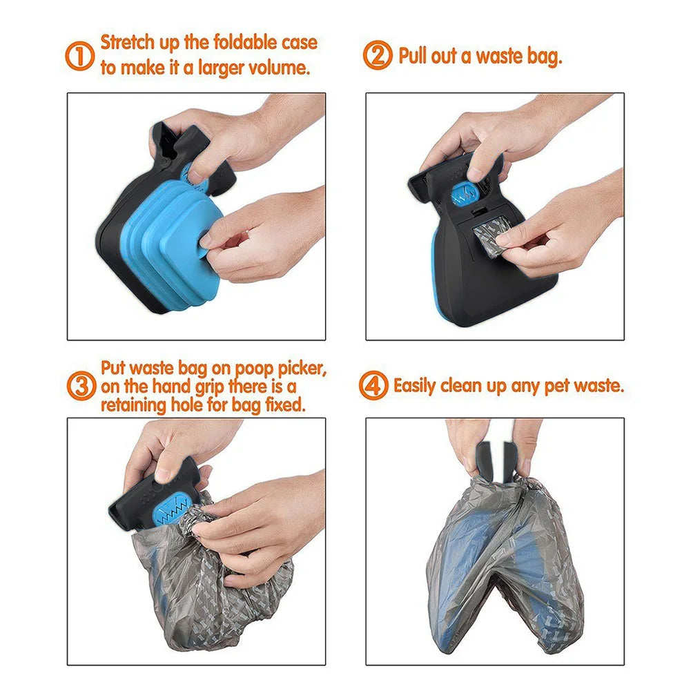 How to use the foldable pooper scooper in four steps