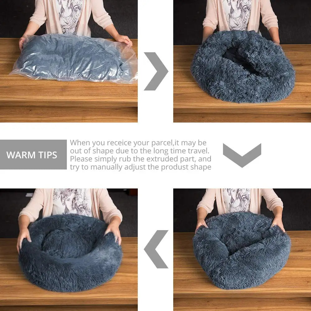 Round plush dog bed – photo 8