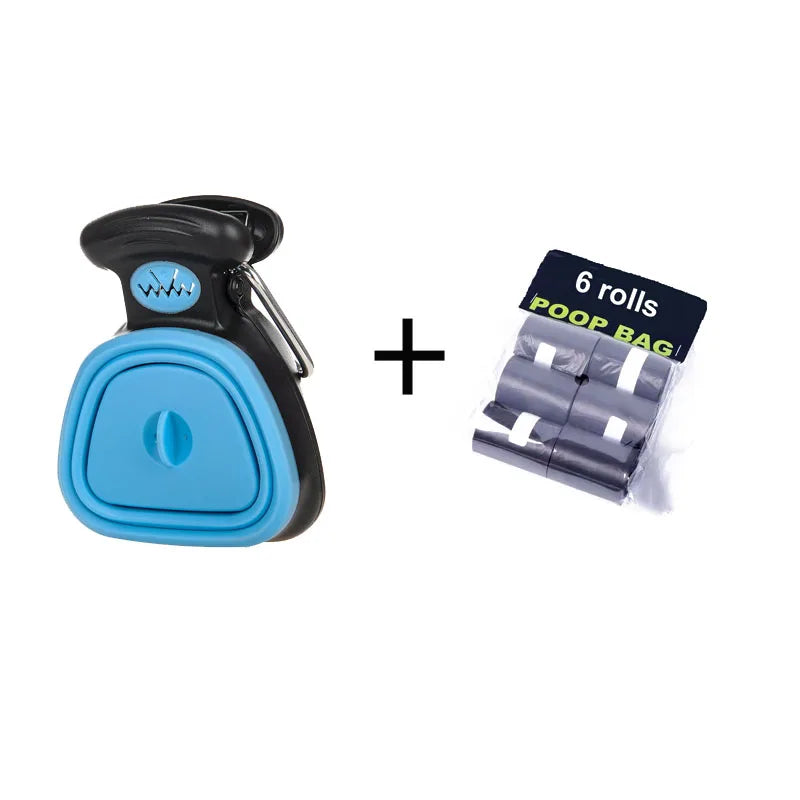 Blue pooper scooper with six refill bag rolls