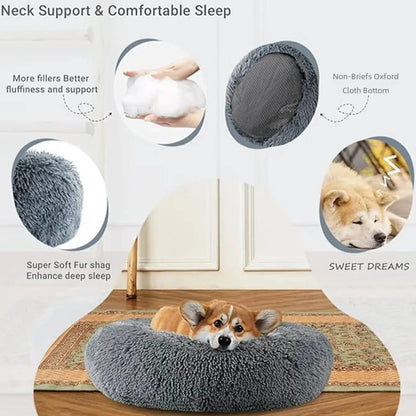 Round plush dog bed – photo 4