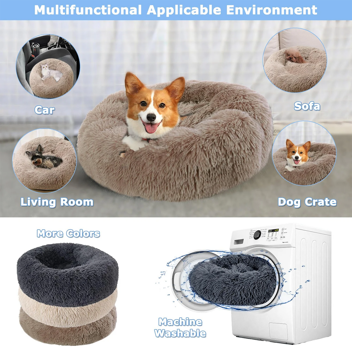 Round plush dog bed – photo 11